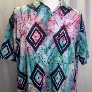 Colours By Alexander Julian Shirt Men's Large 1980s 1990s Vintage‎ Y2K Geometric